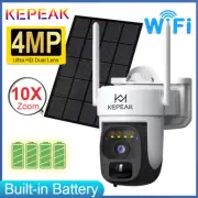 4MP 2K Wireless Solar Powered WIFI Security Camera Outdoor 360° PTZ CCTV Camera
