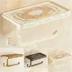 White Toilet Paper Holder Phone Roll Tissue Stand Shelf Wall Mounted Bathroom