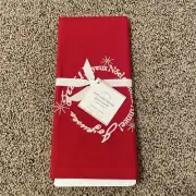 Pottery Barn Joyeux Noel Christmas Holiday Guest Hand Towels Set 2 Red