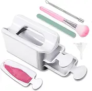 Nail Dip Powder Tray, Powder Nails Dipping Collector Set with Spoon, Brush, File, Nail Dust Collector for Dip Powder Manicure Starter Kit, Powder Nails Dipping Powder Set Collector