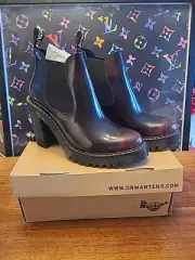 Dr. Marten Hurston Arcadia Leather Heeled Chelsea Boots Cherry Red Size 10