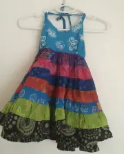 Girls Camelia Dress Sz 2-3 Multicoloured Frills - Natural Cotton E3