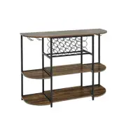 Costway Wine Rack Table Kitchen w/Glass Holder Brown