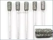 5pcs 50 Grit Coarse 5mm Cylinder Head Diamond Burr For Rotary Drill Bit Tool