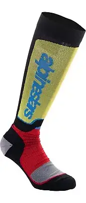 Alpinestars MX Plus Socks Black/Red/Light Blue/Yellow