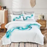 Modern Quilt/Doona/Duvet Cover Set (Queen/King/Super King Size Bed) (Green-White, Super King)