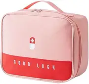 Emergency Kit Bag Outdoor Empty Portable Pill Storage Organizer for Zipper Closure Aid Tool Travel Package Case Household, Pink
