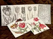 Vintage Botanical Illustrations, Ephemera Kit, Junk Journal Flower Kit, Vintage