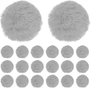 uxcell 20-Pack Faux Fur Pom Poms, 1.2 Inch/ 2 cm Soft Fluffy Pompoms Balls Faux Rabbit Fur with Elastic Loop for Hats/Bags/Keychains/Knitting Accessories/DIY Crafts [Light Grey]
