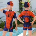 兒童連身泳衣 男童蜘蛛俠長袖泳衣 中大童寶寶防晒速乾裝備