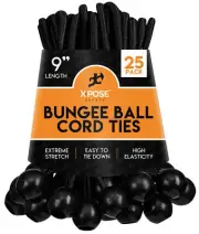9” Black BUNGEE Cord Tarp Bungee Tie Down Strap- 25 Pack