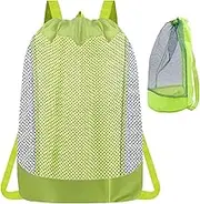 Beach Backpack - Drawstring Beach Organizer Bags,Portable Mesh Backpack With Breathable Design For Organizing Sandbox Shells Towels Snacks And More