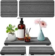 3PCS DryingNeat Diatomite Stone Water Absorbing Sink Tray, Coasters, Kitchen Sponge Hand Soap Holder, Countertop Fast Drying Counter, 8 * 4inch and 4 * 4inch (Dark Gray Stripe)