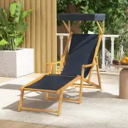 CostwayBirch Wood Chaise Lounge Chair with Adjustable Canopy and Reclining Backrest-Navy