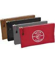 Klein Tools 5141 Zipper Bags Canvas 4 Pack tool Pouches Brown Black Gray Red