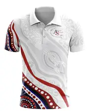 Yrs9-10 SS White Indigenous Sublimated Polo With Logo