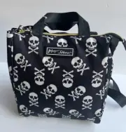 Betsey Johnson Black/White Skull & Crossbones Insulated Lunch Bag Halloween NWT