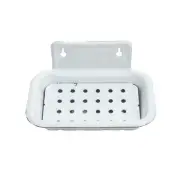 White Enamel Soap Dish Farmhouse Bathroom Shower Bar Holder Kitchen Sink Tray