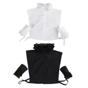 Button Down Detachable Half Shirt Blouse Ruffled Stand-Up Fake Collar for Women
