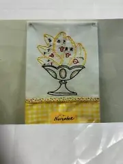 NEW Twilled Kitchen Towel stamped kit bunch of bananas white yellow embroidery