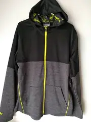AND1 Men's Athletic Full-Zip Warm-Up Jacket Hooded Black Track Size Large J24