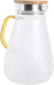 [GAXIRE] Glass Jug Iced Tea Pitcher Coffee Pitcher Kitchen Water Jug Water Carafe with Lid Large Coffee Beverage Pitcher Beer Pitcher Orange Water Pitcher Household Glass Juice Pot Metal