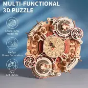 ROKR 3D Wooden Puzzle Zodiac Wall Clock DIY Battery Mechanical Clock Home Decor