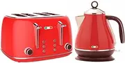 Vintage Electric Kettle and Toaster SET Combo Deal Stainless Steel Red