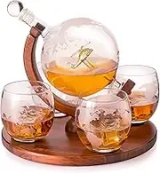 Helicopter Whiskey Decanter Set – For pilots & aviation fans. Unique globe decanter with military helicopter design. Ideal for whiskey lovers & décor