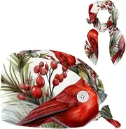 [YTYVAGT] Scrub Caps Women,Scrub Hats Suitable for Women,Watercolor Christmas Bird Floral
