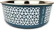 Barkley & Bella Dog Bowl Marrakesh Grey/Blue Large, Blue - Dog Bowl, Stainless Steel, Durable, Dishwasher-Safe, Lightweight, Non-Slip Base