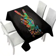 Love Peace over Dark Mandala Tablecloth