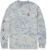 Volcom Men's Iconic Stone Dye Long Sleeve T-Shirt Long Sleeve Slate Blue Small