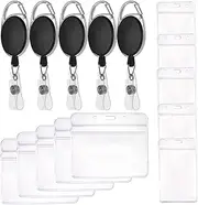 Set of 15 Retractable Badge Holder Reel Clips with Horizontal & Vertical ID Card Holders, SourceTon 5 Pack Retractable Card Clips with Horizontal & Vertical ID Card Holders (5 Pieces Each)