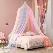 Rainbow Bed Cover Girl, with Lampshade Bed Canopy Double and Single King Size Bed Tent Kids Girls Room Decor
