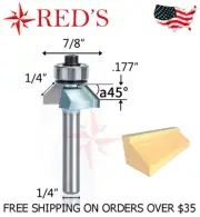Tideway Carbide IND LC02030404 1/4" 45 deg chamfer bearing 1/4" shank router bit