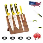Elegant Millennia 5-Piece Magnetic Knife Set with Yellow Handles & Acacia Board