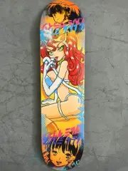 CAT GIRL Skate Deck 7.88 Signed 1/1 Yellow Orange Hook-Ups Art Deck ULTRA Rare