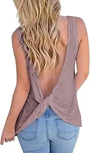 [Generic] Little House Big Top Knot Backless TShirt Tank Top Sexy Casual Loose Backless TShirt Floral Women