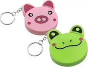 ERINGOGO 2pcs Cute Cartoon Retractable Tape Measure for Flexible Measuring Tape with Keyring Adorable Animal Design Fun Sewing Measuring Tool