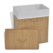 Folding Laundry Basket Rectangular Bin With Liner Bamboo Washing Clothes Hamper