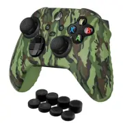 Xbox Series S / X Silicone Controller Cover Skin + 8 Thumb Grips Cap Set, Green