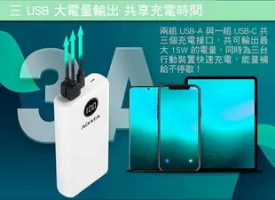 【ADATA 威剛】P20000QCD 20000mAh 18W 3孔輸出 PD/QC 大容量 快充 行動電源