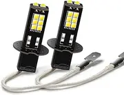 Ruiandsion H3 LED Fog Light Bulbs 6V 6000K White Super Bright 3030 14SMD Chips for Car Fog Lights (Pack of 2)