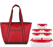QVC Lock & Lock Insulated Cooler Bag & 6-Piece Storage Set food prep lunch NIB