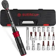 SUERCUP 1/4-Inch Drive Click Torque Wrench, 18 PCS Bike Torque Wrench Set 3-25Nm, Dual-Direction Adjustable 72 Tooth Click Torque Wrench, Used for Bicycle Maintenance
