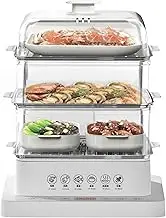 3-layer detachable 40L large capacity electric steamer with 12 hour insulation cooking function for vegetables, meat, and fish