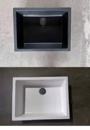 610*470mm Black & White Granite-Quartz stone kitchen laundry sink basin UNDER-TOP MOUNT