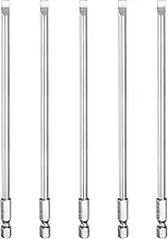 uxcell 5pcs SL5 Slotted Screwdriver Bits 5mm Slotted Tip 1/4" Hex Shank 150mm (6") Long Magnetic Flat Head S2 Steel Screw Driver Drill Bits Industrial Power Tools
