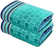 COTTON CRAFT Oversized Beach Towels - 2 Pack - The Big Kahuna 7 Foot Extra Large Beach Blanket Towel - Big & Tall - 100% Cotton Jacquard Velour Soft Luxury Towel - Pool Bath - XXL 35x84 - Blue Tiles